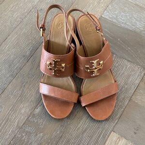 Tory Burch Tan Sandals with Gold Accents